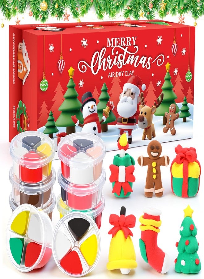 Capoda 24 Boxes Christmas Air Dry Clay Kit Modeling Clay for Kids with Tutorial DIY Xmas Santa Snowman Arts and Crafts Gifts for Boys Girls Christmas Holiday Party Favors Supplies Creative Decorations - Image 1